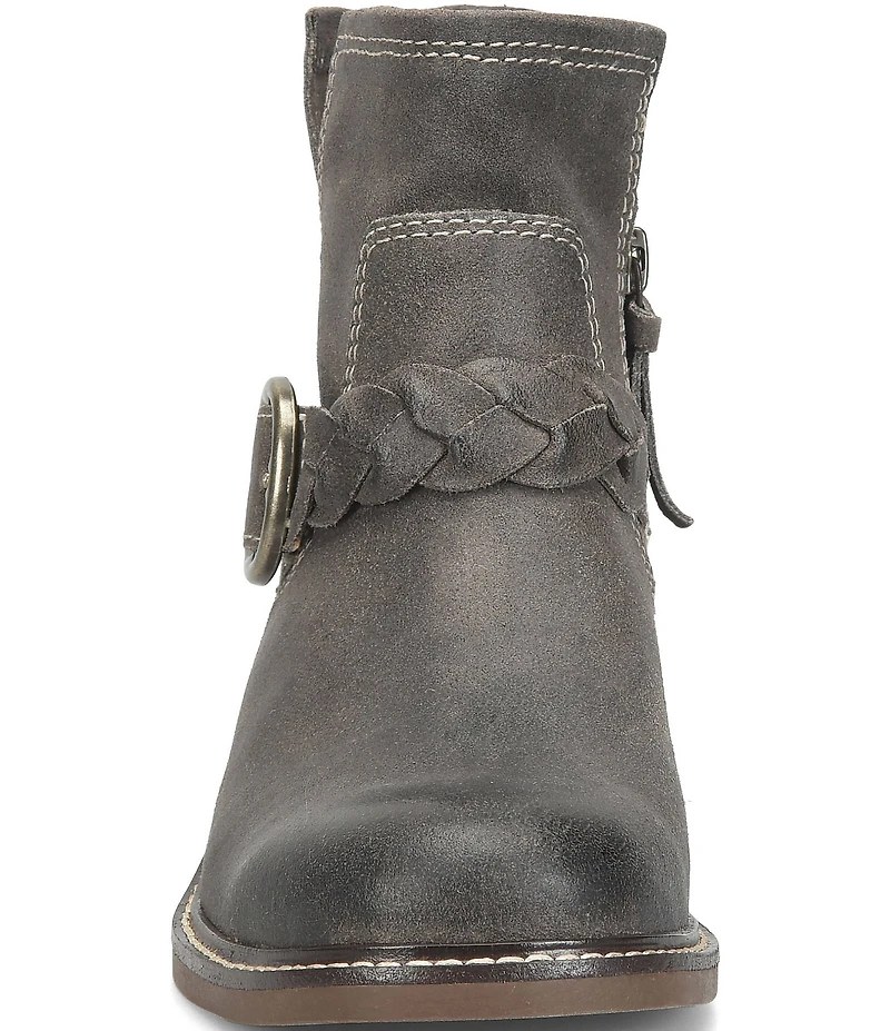 Sofft Miley Suede Braided Buckle Hardware Booties