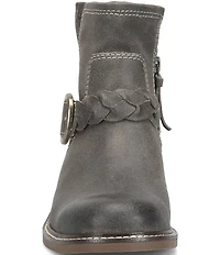 Sofft Miley Suede Braided Buckle Hardware Booties