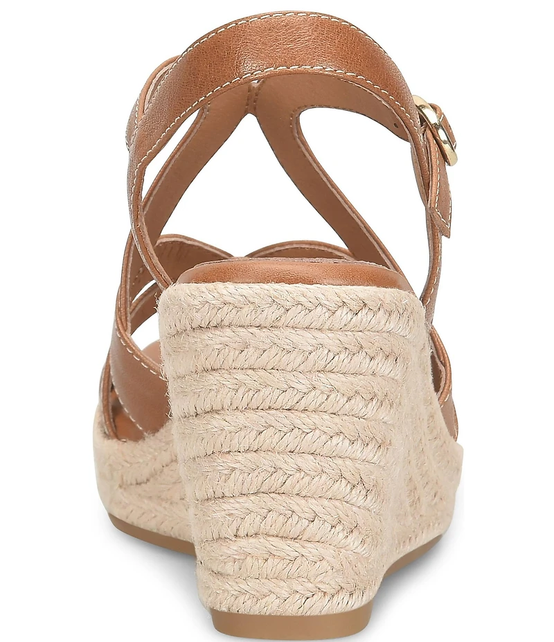 Sofft Norma Strappy Leather Platform Espadrille Wedge Sandals