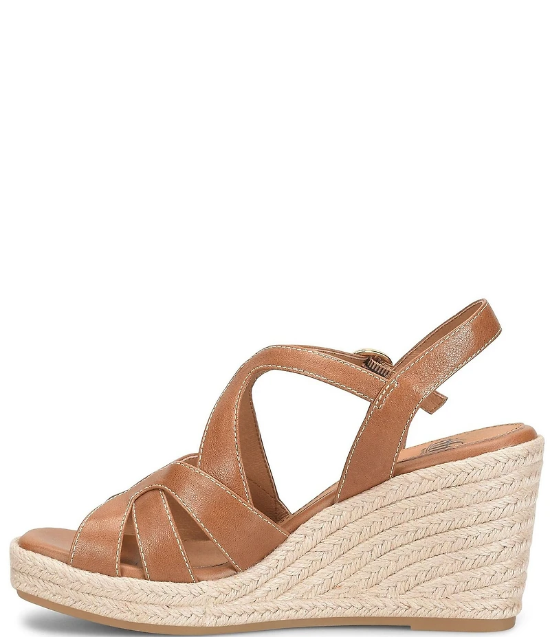 Sofft Norma Strappy Leather Platform Espadrille Wedge Sandals