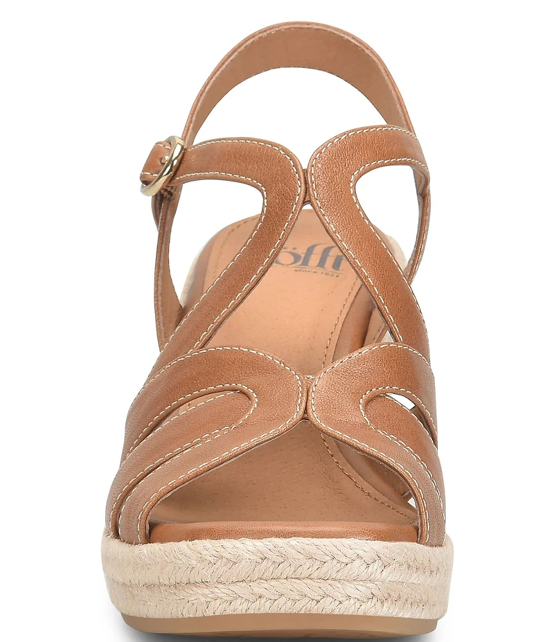 Sofft Norma Strappy Leather Platform Espadrille Wedge Sandals