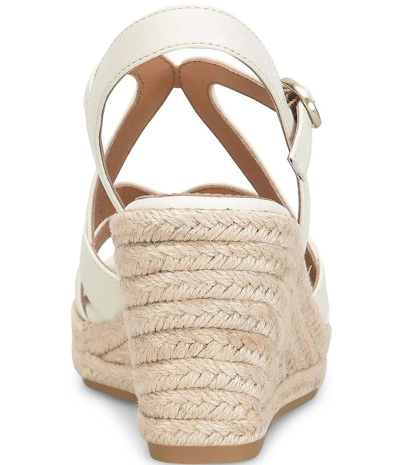 Sofft Norma Strappy Leather Platform Espadrille Wedge Sandals