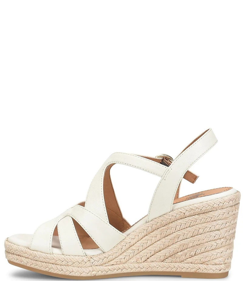 Sofft Norma Strappy Leather Platform Espadrille Wedge Sandals