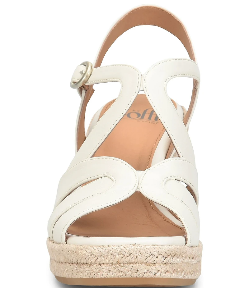 Sofft Norma Strappy Leather Platform Espadrille Wedge Sandals