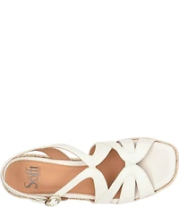 Sofft Norma Strappy Leather Platform Espadrille Wedge Sandals