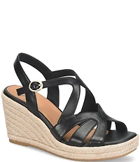 Sofft Norma Strappy Leather Platform Espadrille Wedge Sandals