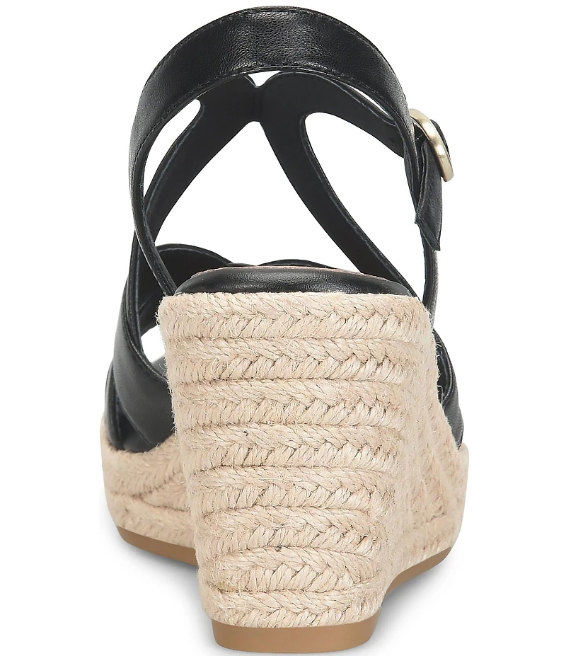 Sofft Norma Strappy Leather Platform Espadrille Wedge Sandals