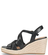 Sofft Norma Strappy Leather Platform Espadrille Wedge Sandals