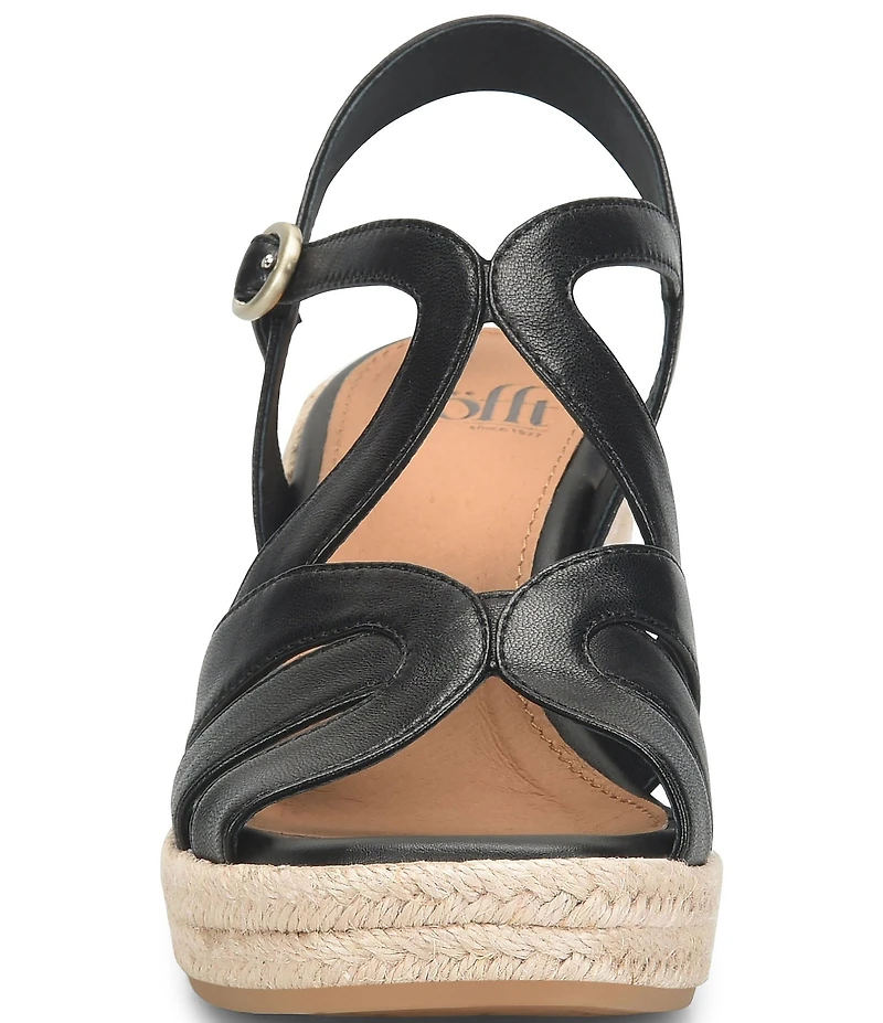 Sofft Norma Strappy Leather Platform Espadrille Wedge Sandals