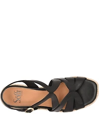 Sofft Norma Strappy Leather Platform Espadrille Wedge Sandals