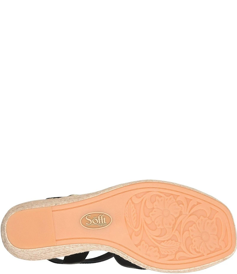 Sofft Norma Strappy Leather Platform Espadrille Wedge Sandals