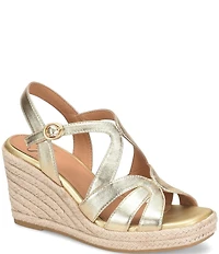 Sofft Norma Strappy Leather Platform Espadrille Wedge Sandals