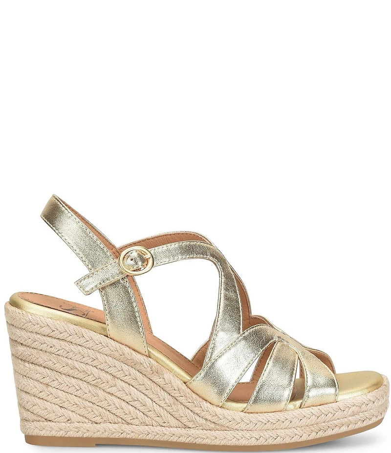 Sofft Norma Strappy Leather Platform Espadrille Wedge Sandals