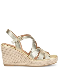 Sofft Norma Strappy Leather Platform Espadrille Wedge Sandals