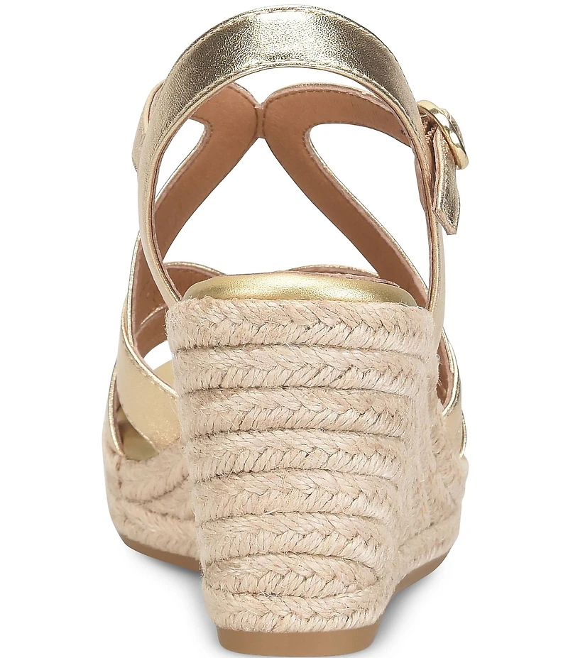 Sofft Norma Strappy Leather Platform Espadrille Wedge Sandals
