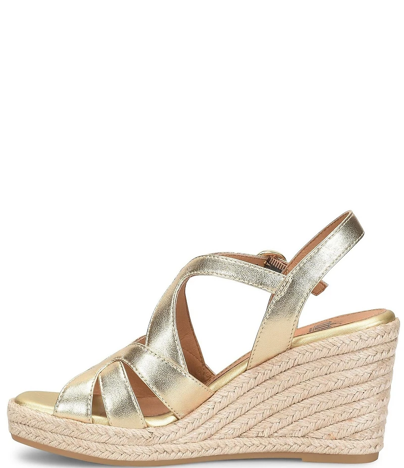 Sofft Norma Strappy Leather Platform Espadrille Wedge Sandals