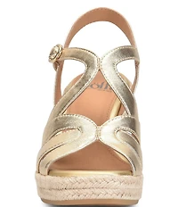 Sofft Norma Strappy Leather Platform Espadrille Wedge Sandals