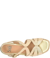 Sofft Norma Strappy Leather Platform Espadrille Wedge Sandals