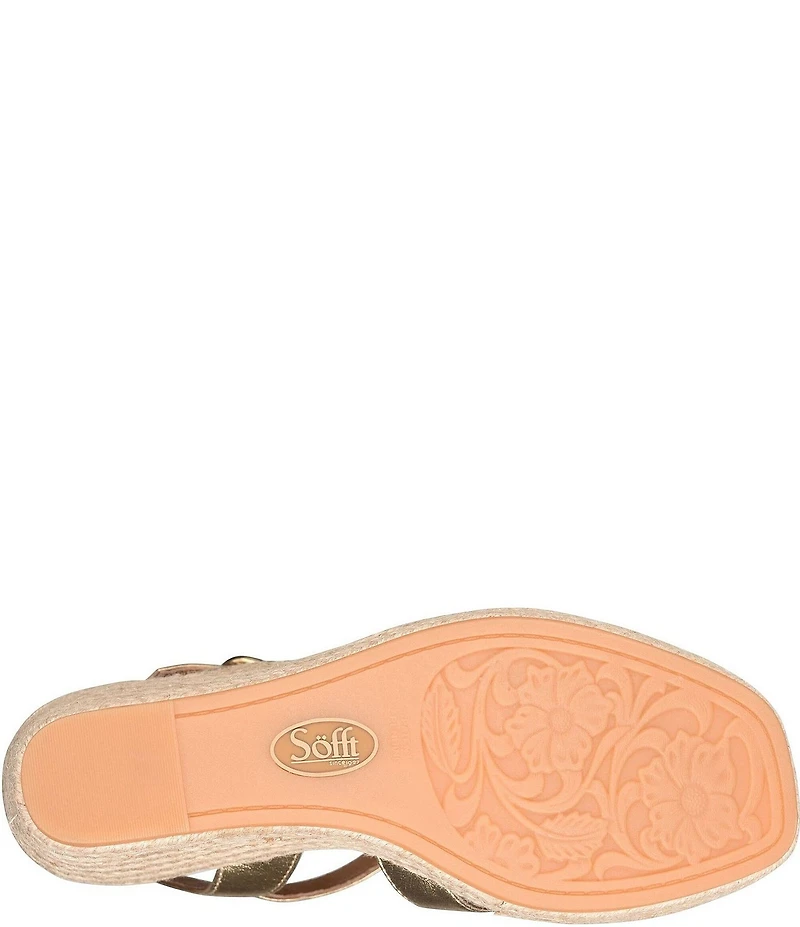 Sofft Norma Strappy Leather Platform Espadrille Wedge Sandals