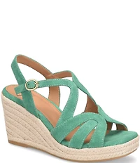Sofft Norma Suede Strappy Platform Espadrille Wedge Sandals
