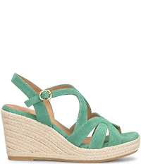 Sofft Norma Suede Strappy Platform Espadrille Wedge Sandals