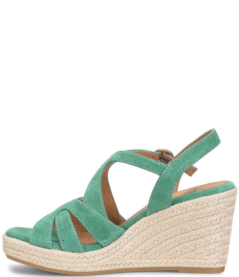 Sofft Norma Suede Strappy Platform Espadrille Wedge Sandals