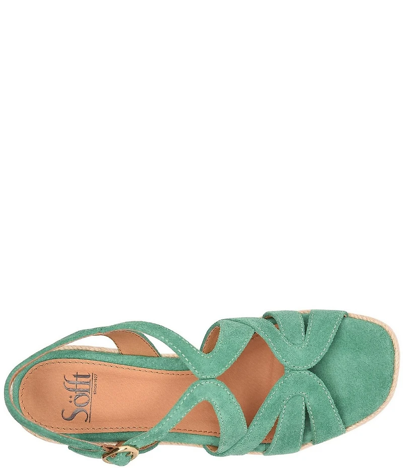 Sofft Norma Suede Strappy Platform Espadrille Wedge Sandals