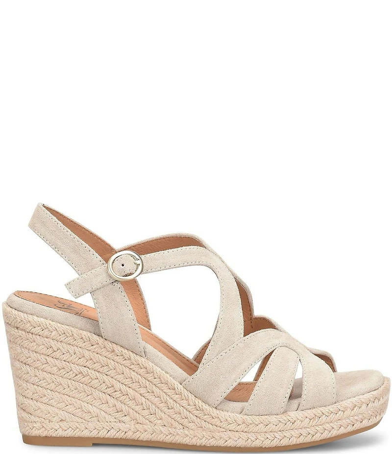 Sofft Norma Suede Strappy Platform Espadrille Wedge Sandals
