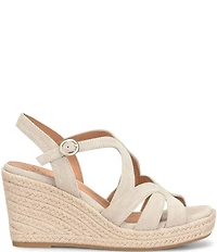 Sofft Norma Suede Strappy Platform Espadrille Wedge Sandals