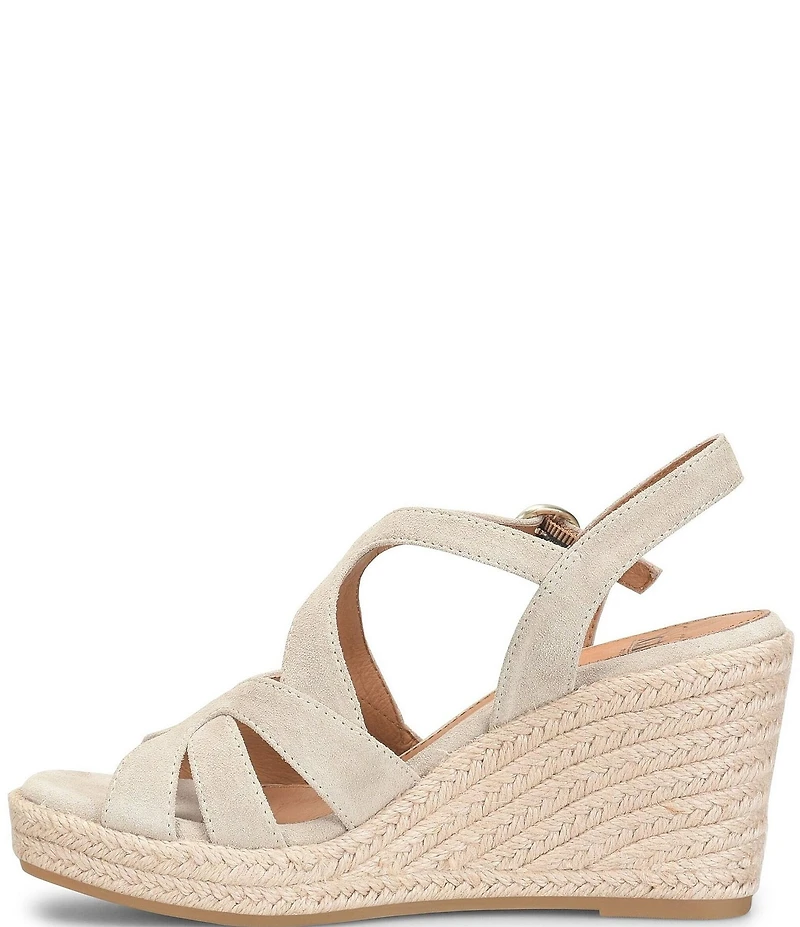 Sofft Norma Suede Strappy Platform Espadrille Wedge Sandals