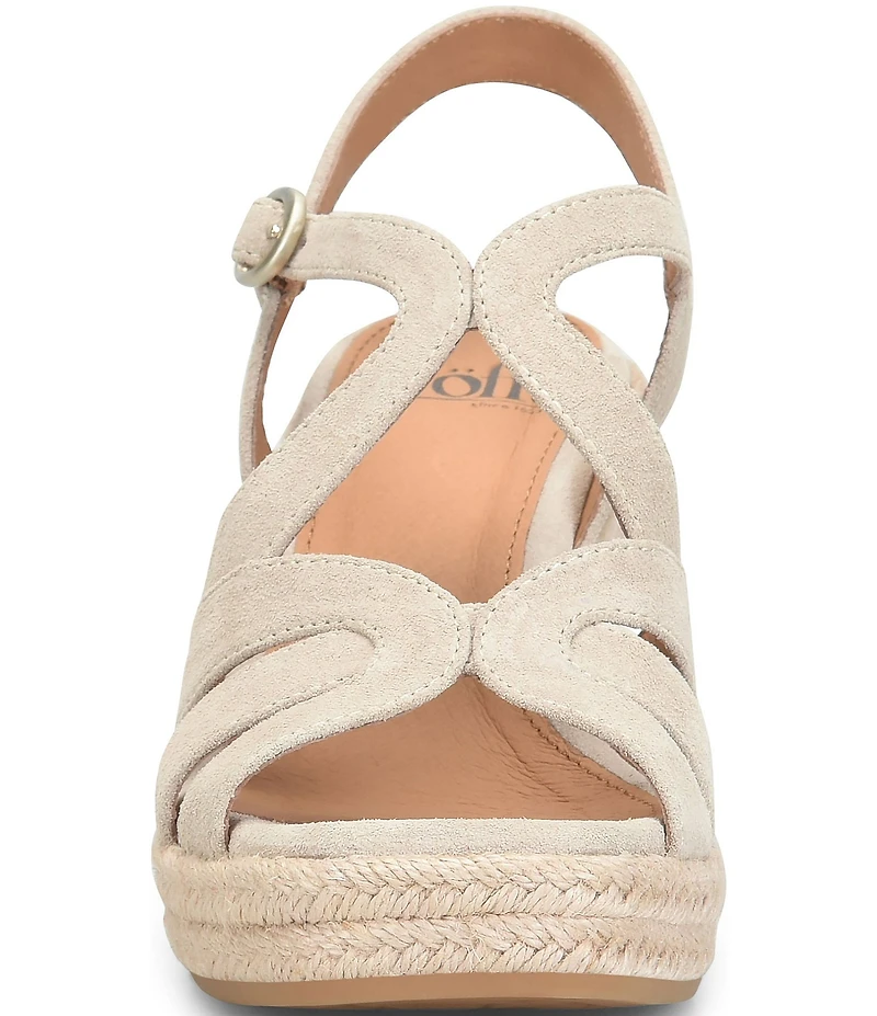 Sofft Norma Suede Strappy Platform Espadrille Wedge Sandals