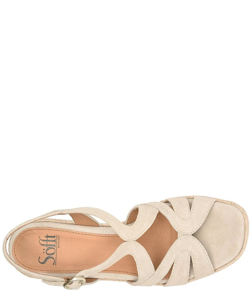 Sofft Norma Suede Strappy Platform Espadrille Wedge Sandals