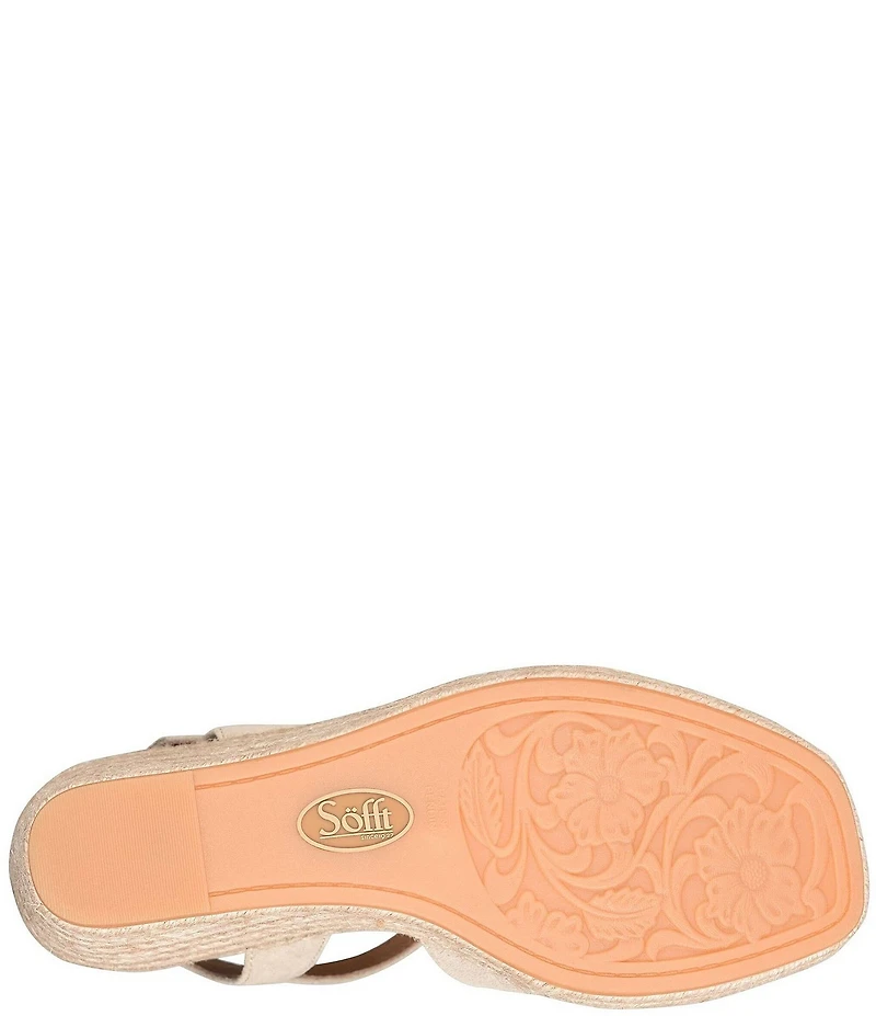 Sofft Norma Suede Strappy Platform Espadrille Wedge Sandals