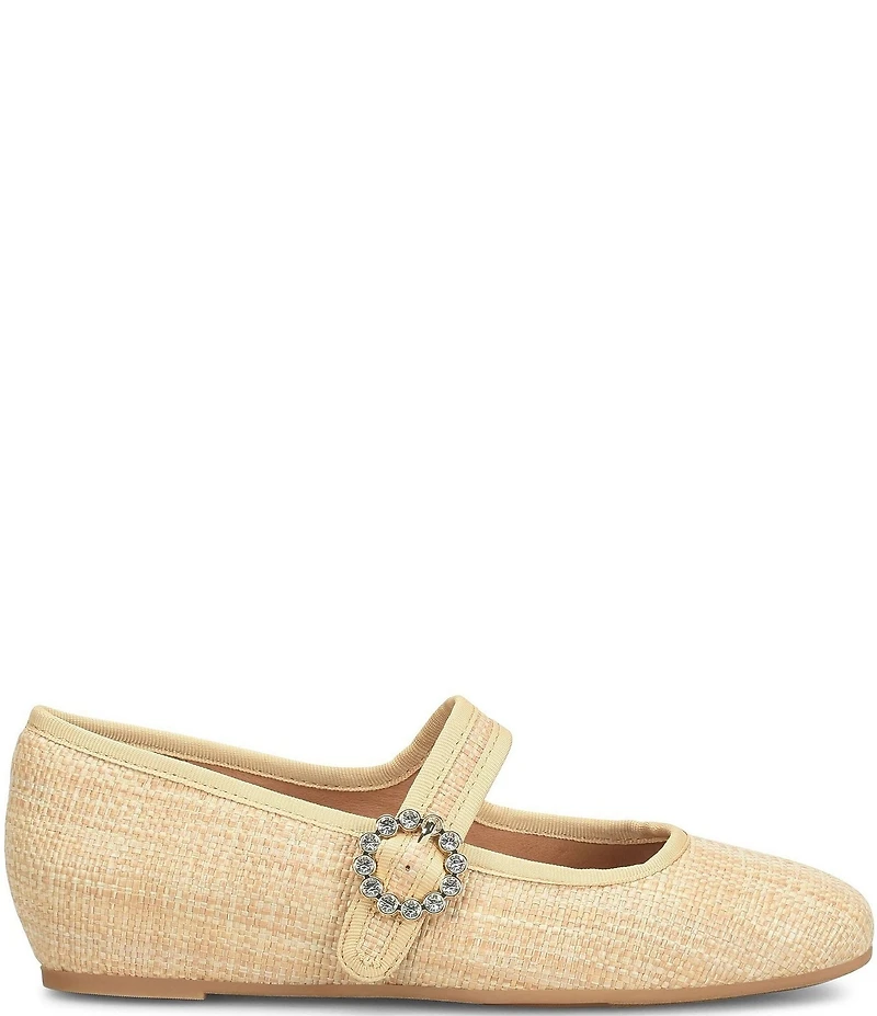 Sofft Peyton Woven Straw Mary Jane Hidden Wedge Flats