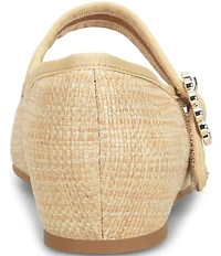 Sofft Peyton Woven Straw Mary Jane Hidden Wedge Flats