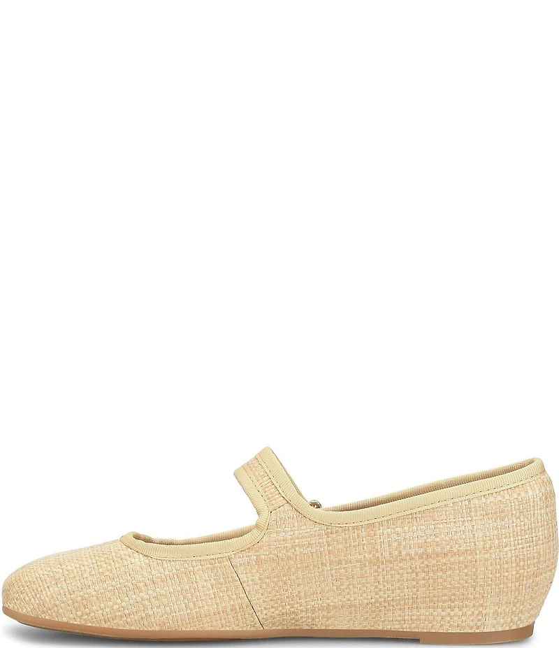 Sofft Peyton Woven Straw Mary Jane Hidden Wedge Flats