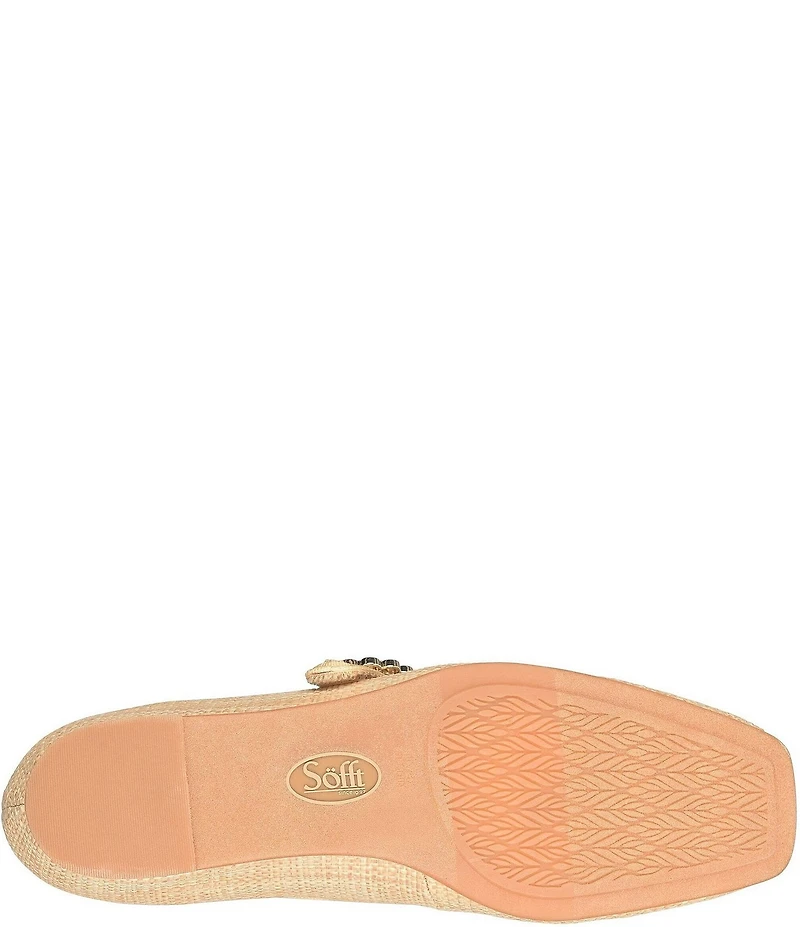 Sofft Peyton Woven Straw Mary Jane Hidden Wedge Flats