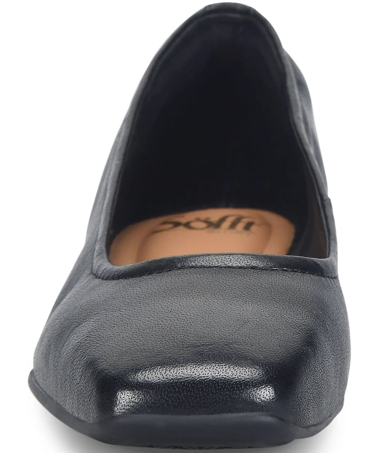 Sofft Poppy Leather Slip On Ballet Wedge Pumps