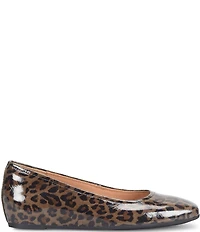 Sofft Poppy Leopard Print Patent Leather Slip On Ballet Wedge Pumps