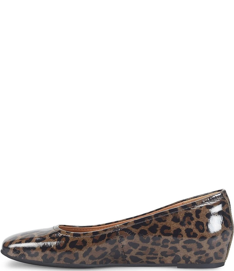 Sofft Poppy Leopard Print Patent Leather Slip On Ballet Wedge Pumps