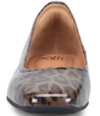 Sofft Poppy Leopard Print Patent Leather Slip On Ballet Wedge Pumps