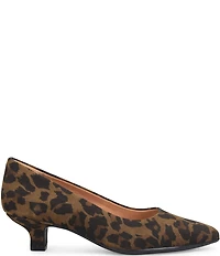 Sofft Sabrina Leopard Print Suede Pointed Toe Kitten Heel Pumps
