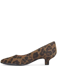 Sofft Sabrina Leopard Print Suede Pointed Toe Kitten Heel Pumps