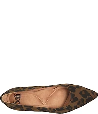 Sofft Sabrina Leopard Print Suede Pointed Toe Kitten Heel Pumps
