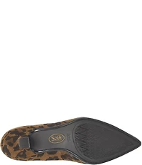 Sofft Sabrina Leopard Print Suede Pointed Toe Kitten Heel Pumps