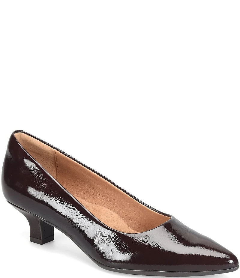 Sofft Sabrina Patent Leather Pointed Toe Kitten Heel Pumps