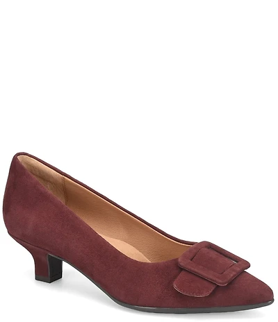 Sofft Sadie Suede Buckle Kitten Heel Pumps