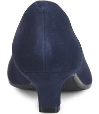 Sofft Sadie Suede Buckle Ornament Pointed Toe Kitten Heel Pumps