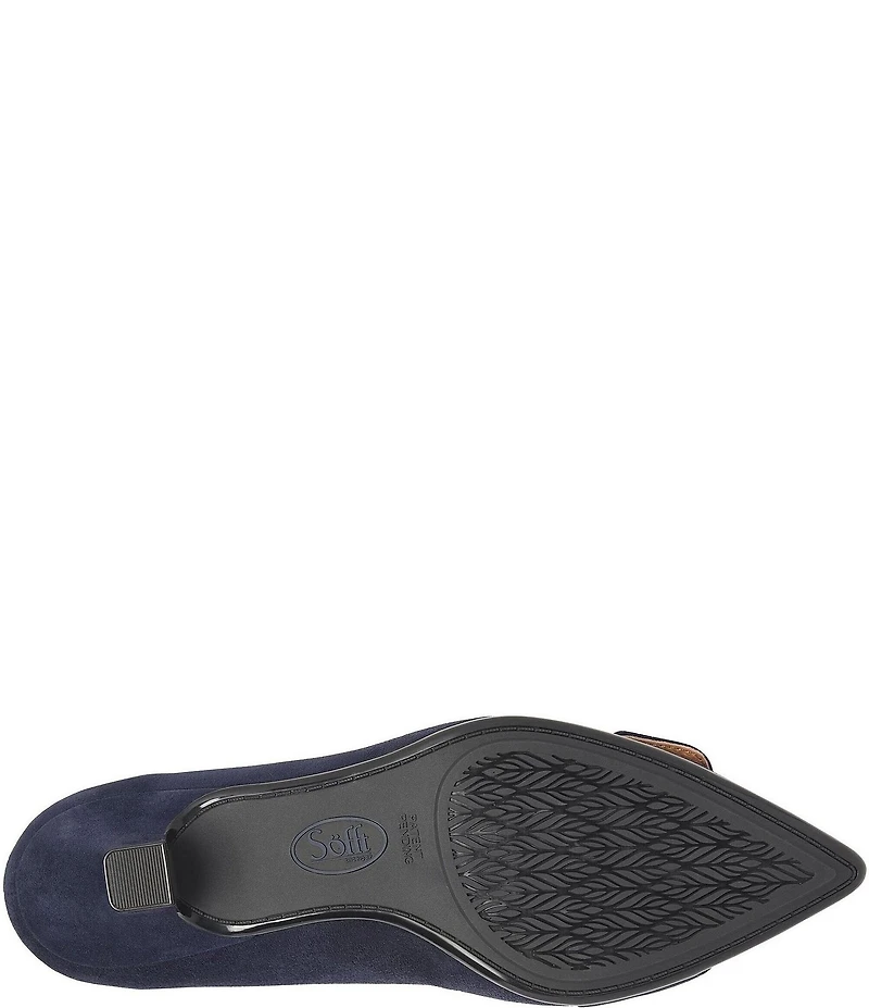 Sofft Sadie Suede Buckle Ornament Pointed Toe Kitten Heel Pumps