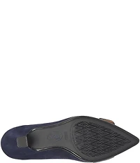 Sofft Sadie Suede Buckle Ornament Pointed Toe Kitten Heel Pumps